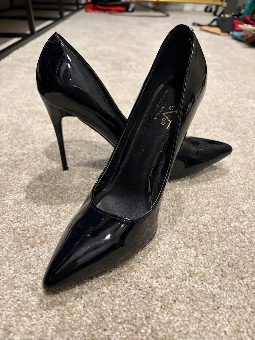 Versace Black Patent Pointed-Toe Stiletto Pumps